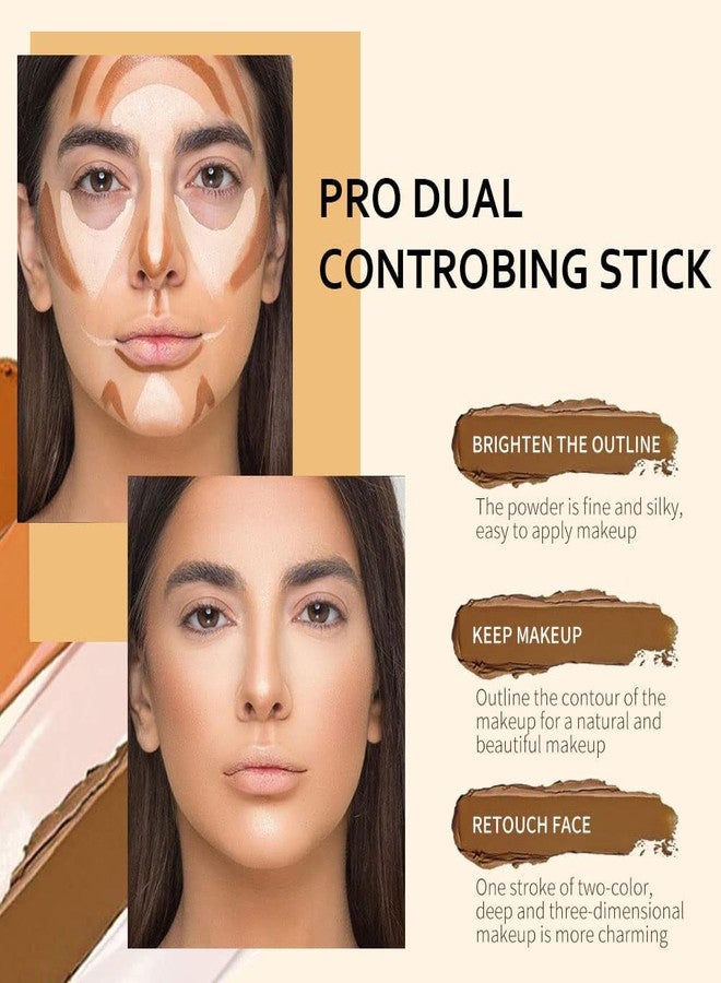evpct 4 Colors Contour Stick Makeup Set, Cream Concealer Stick Contouring Palette Makeup Kit for Beginners, Nose Bronzer Sticks, Liquid Face Highlighter Make up contorno maquillaje, 01+03 - Image 2